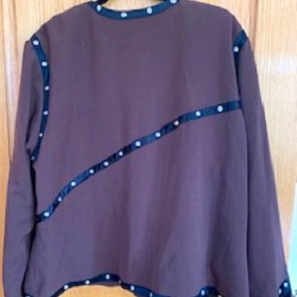 Victor Costa Occasion Black Lined Brown Jacket 1X - Picture 3 of 7